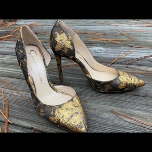 Jessica Simpson Metallic Brocade D’Orsay 6.5M